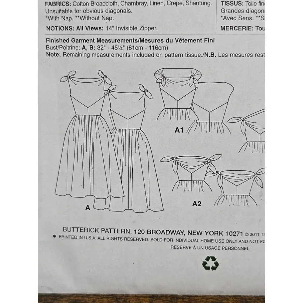 Butterick B5708 RETRO‎ 53 Flared Dress Shoulder Ties Sewing Pattern sz 6-14